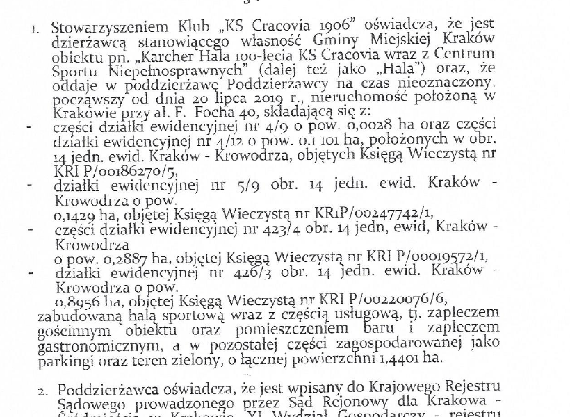 Fragment umowy poddzierżawy z powierzchnią 1,4401 ha